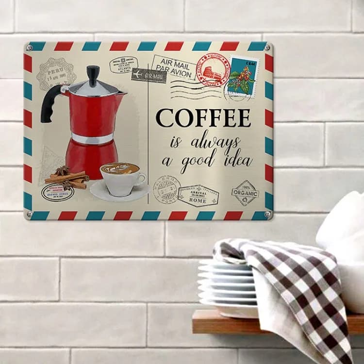 Табличка интерьерная металлическая Coffee is always good idea - зображення 1