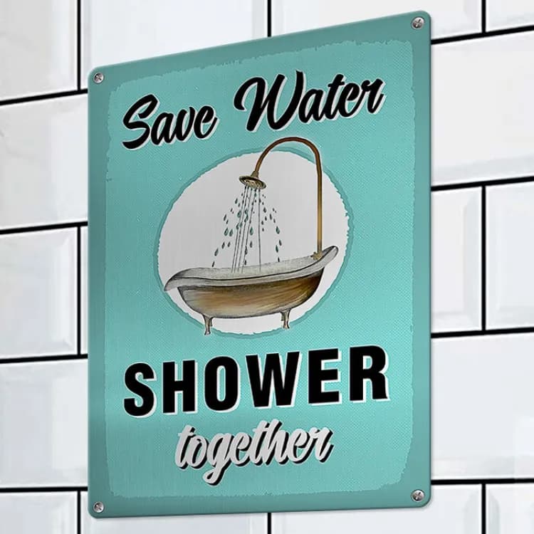 Табличка интерьерная металлическая Save water shower together - зображення 1