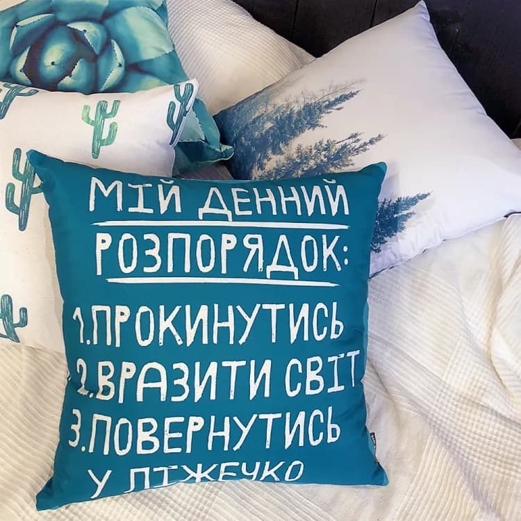 Подушка Розпорядок дня (шелк) 45х45см
