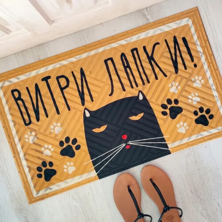 Дверний килимок Витри лапки Котик - зображення 1