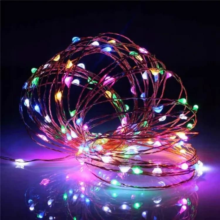 Гірлянда світлодіодна роса на батарейках 10 м, 100 LED (Мультиколор) - зображення 1