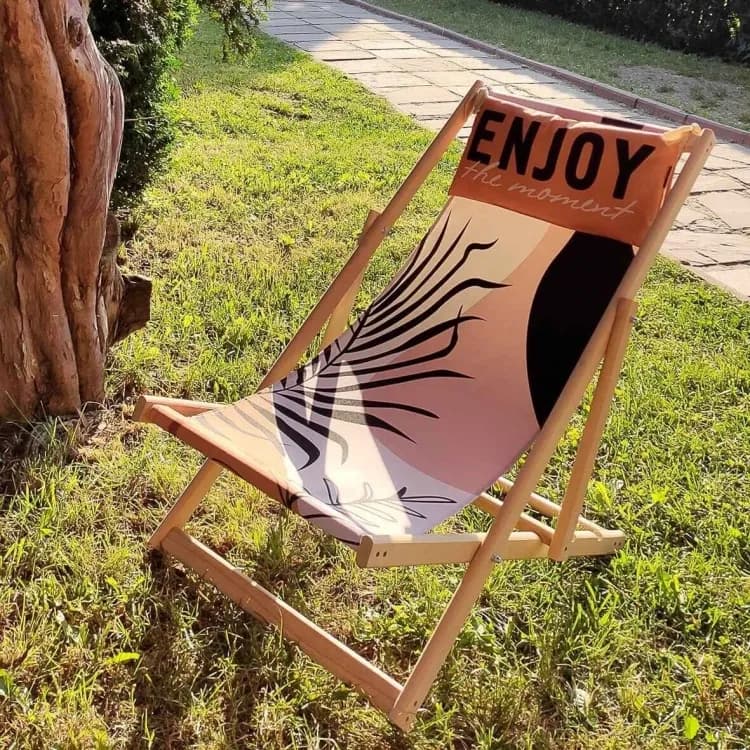 Шезлонг складаний для пляжу і басейну Enjoy the moment - зображення 1