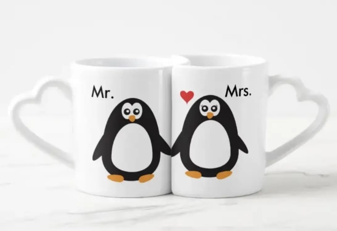 Парні чашки для закоханих в формі серця Mr&Mrs - зображення 1