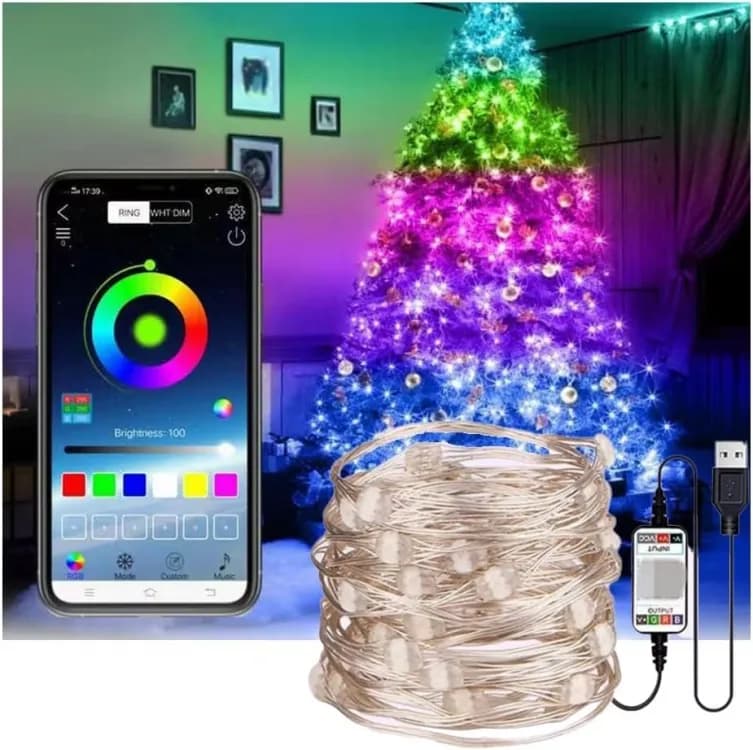 Світлодіодна гірлянда з Bluetooth та пультом RGB 10м - зображення 1
