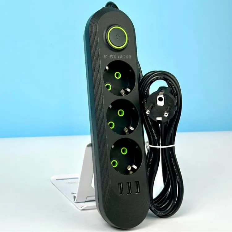 Мережевий фільтр-подовжувач 3 розетки 3USB 3m - зображення 1