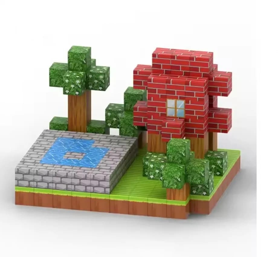 Магнітний конструктор Minecraft Дім с басейном на 177 кубиків - зображення 1