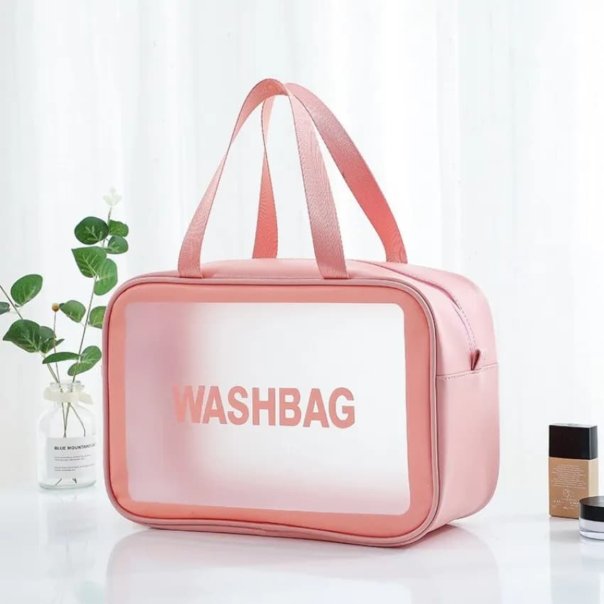 Прозора сумка-косметичка з ручками Washbag Pink 25см