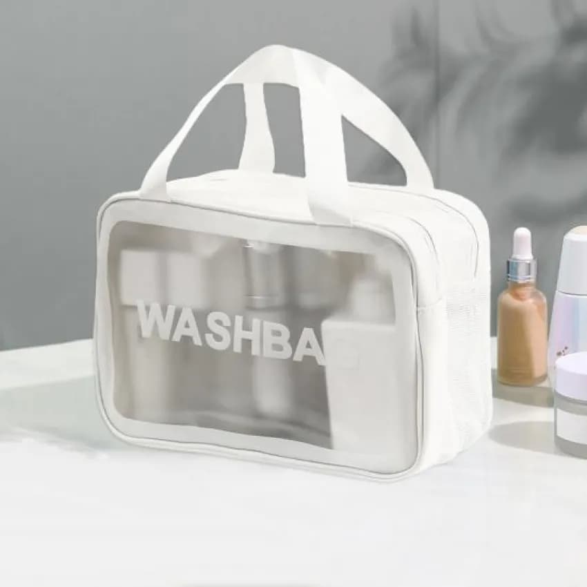 Прозора сумка-косметичка з ручками Washbag White 25см