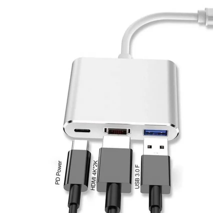 Hub адаптер з Type-c HDMI 3in1 для ПК DVD HDTV (для відображення медіа файлів на ТБ) - зображення 1