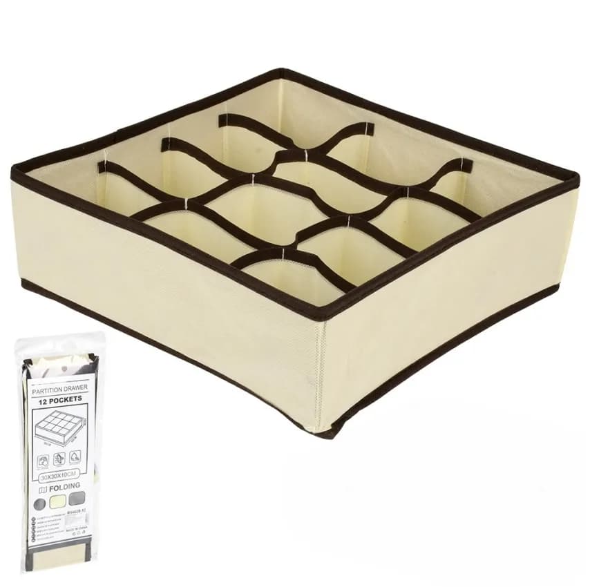 Органайзер для білизни на 12 комірки бавовняний Beige - зображення 1