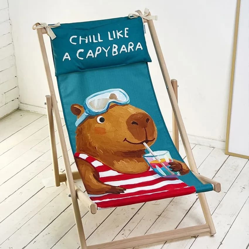 Шезлонг складний для пляжу та басейну Chill like a capybara - зображення 1