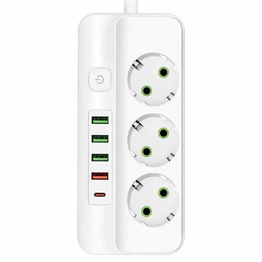 Мережевий фільтр-подовжувач 3 розетки 4USB Type-C Port 3m Glanse - зображення 1