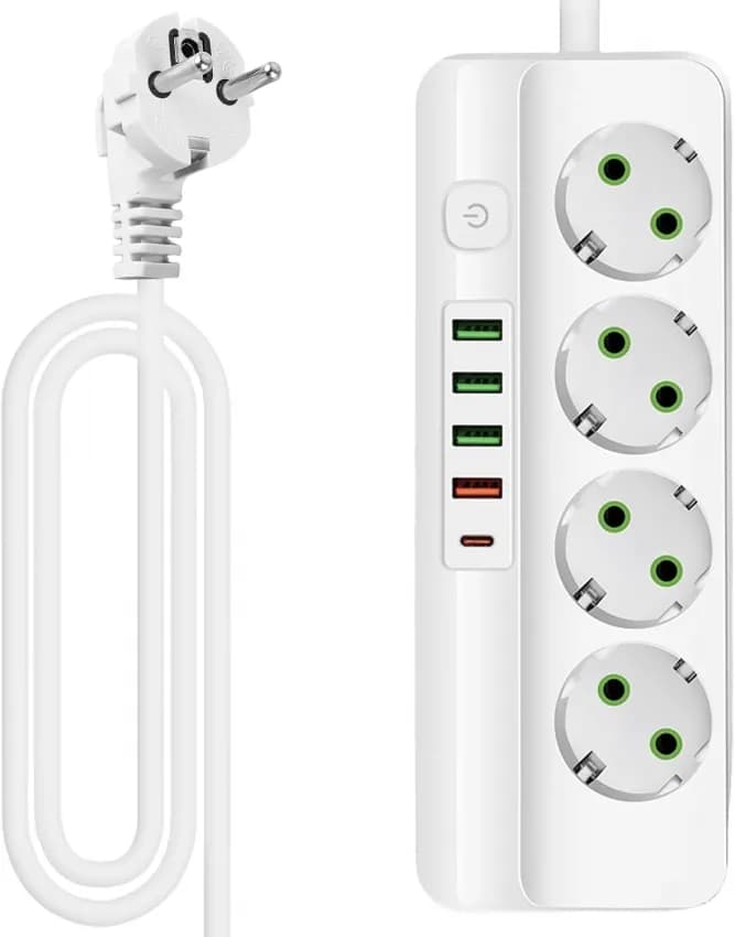 Мережевий фільтр-подовжувач 4 розетки 4USB Type-C Port 3m Glanse