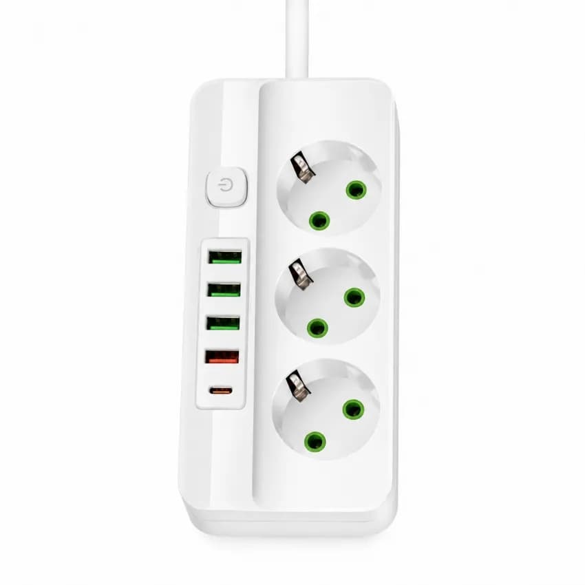 Мережевий фільтр-подовжувач 3 розетки 4USB Type-C Port 5m Glanse - зображення 1