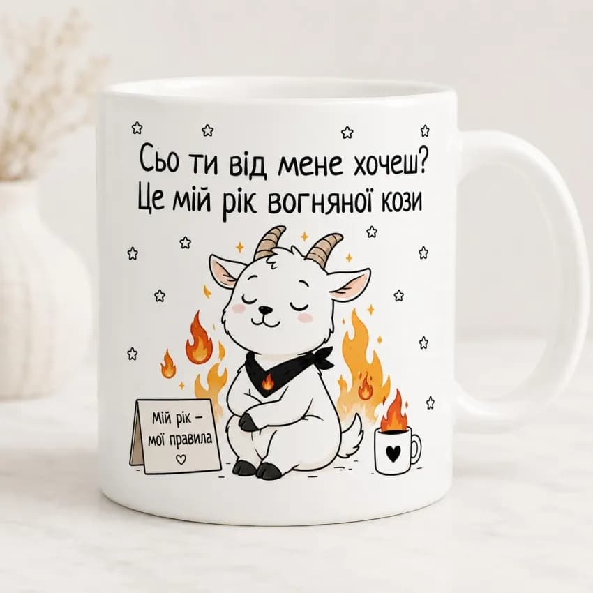 Оригінальна чашка з приколом Вогняна коза - зображення 1
