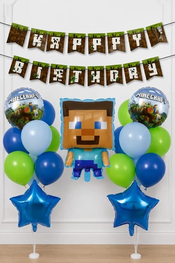 Набір повітряних куль 18 шт для оформлення Дня народження у стилі Minecraft - зображення 1